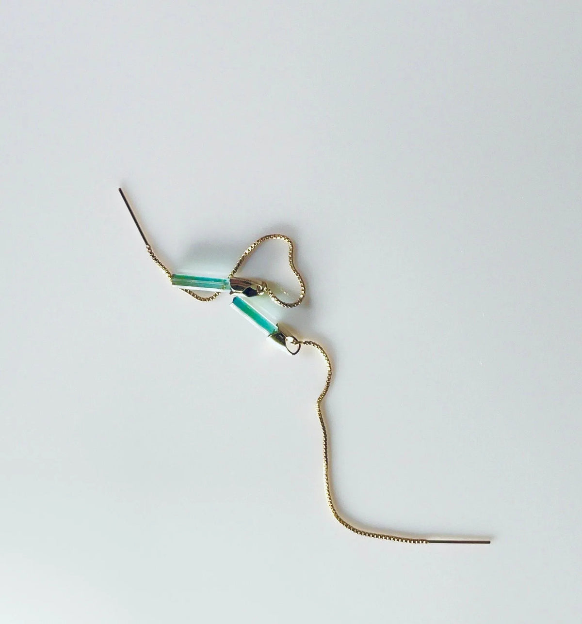 MEADOW Threader Earrings Tourmaline Crystal Gold Chain Indicolite