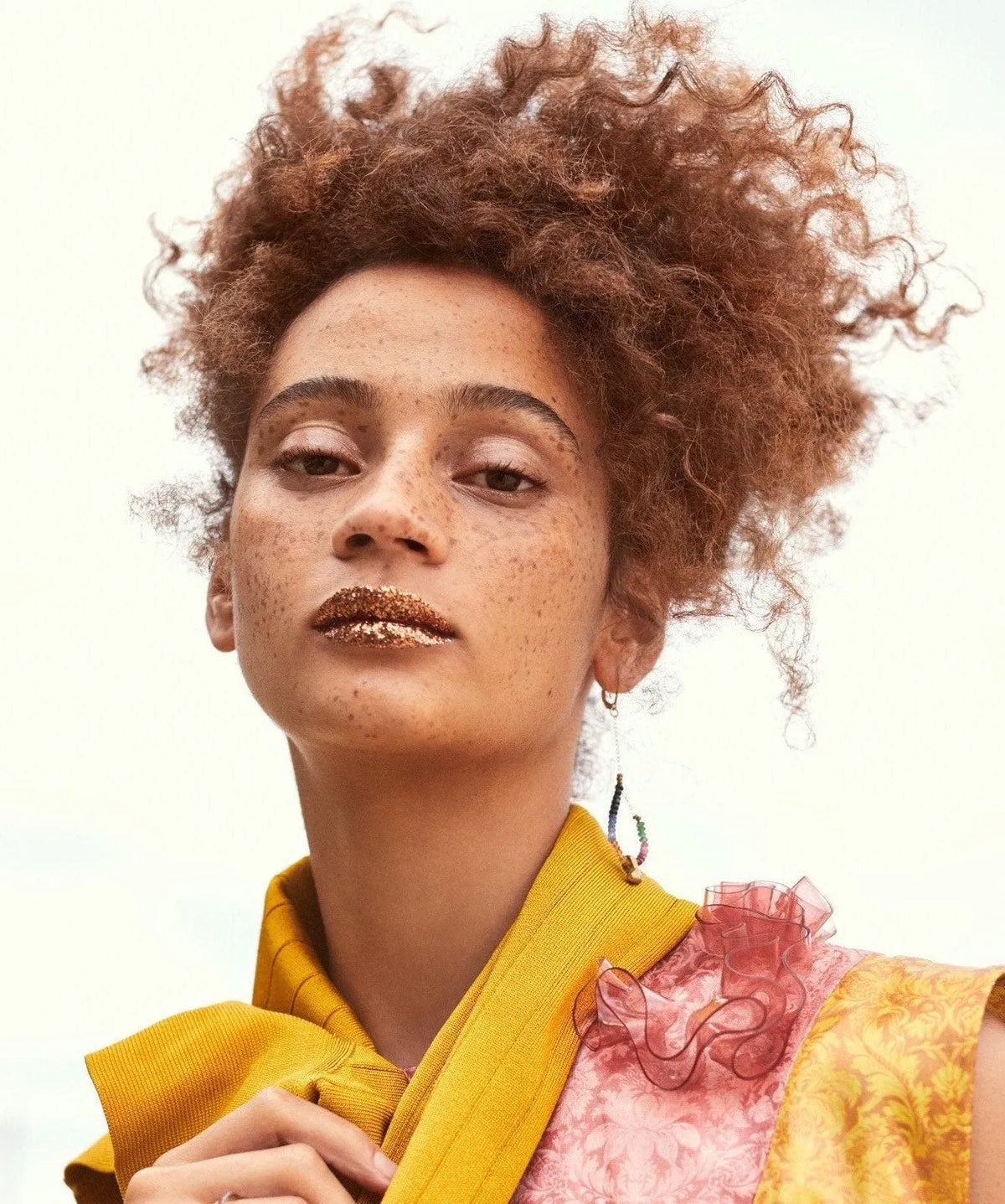 MIA Earring Sapphire Ombre Asymmetrical Nigerian Brass Tribal Charm