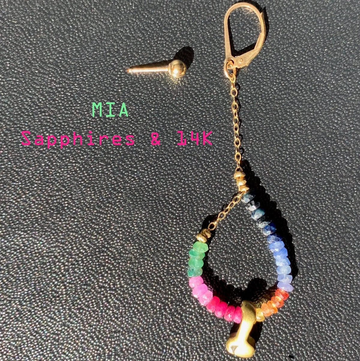 MIA Earring Sapphire Ombre Asymmetrical Nigerian Brass Tribal Charm