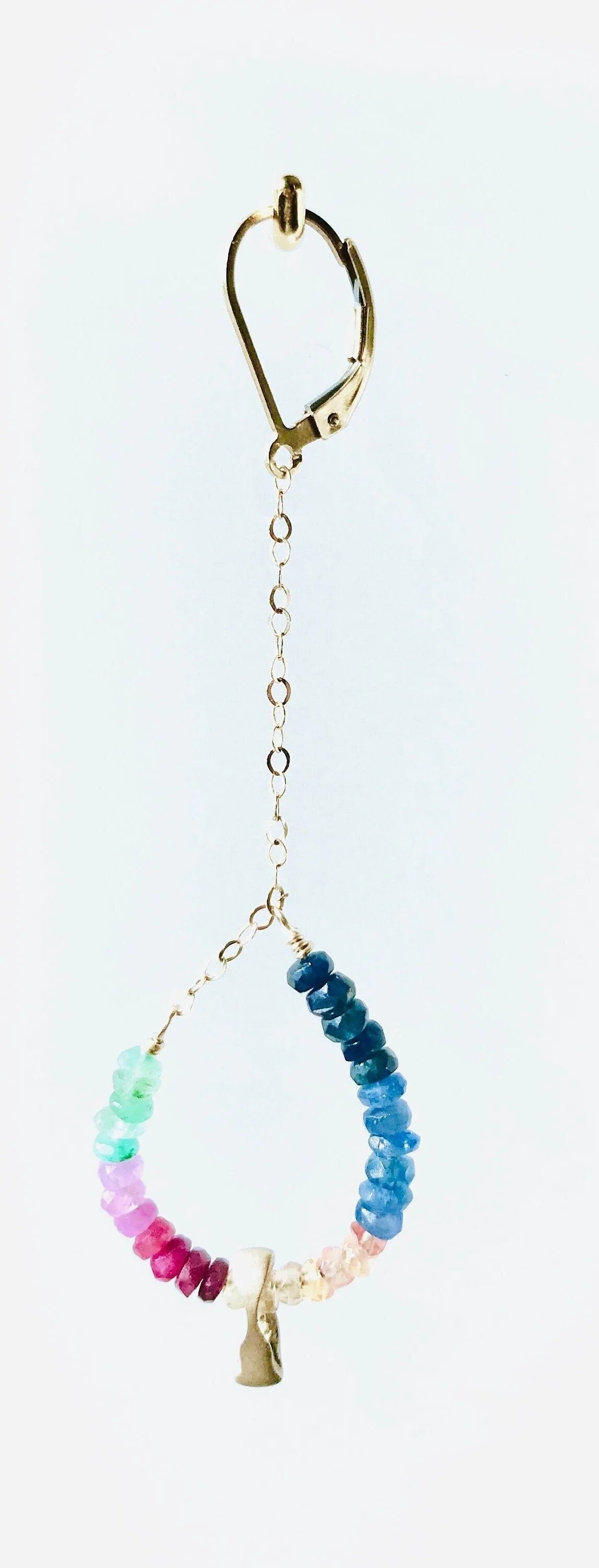 MIA Earring Sapphire Ombre Asymmetrical Nigerian Brass Tribal Charm