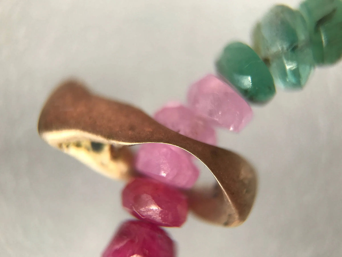 MIA Earring Sapphire Ombre Asymmetrical Nigerian Brass Tribal Charm