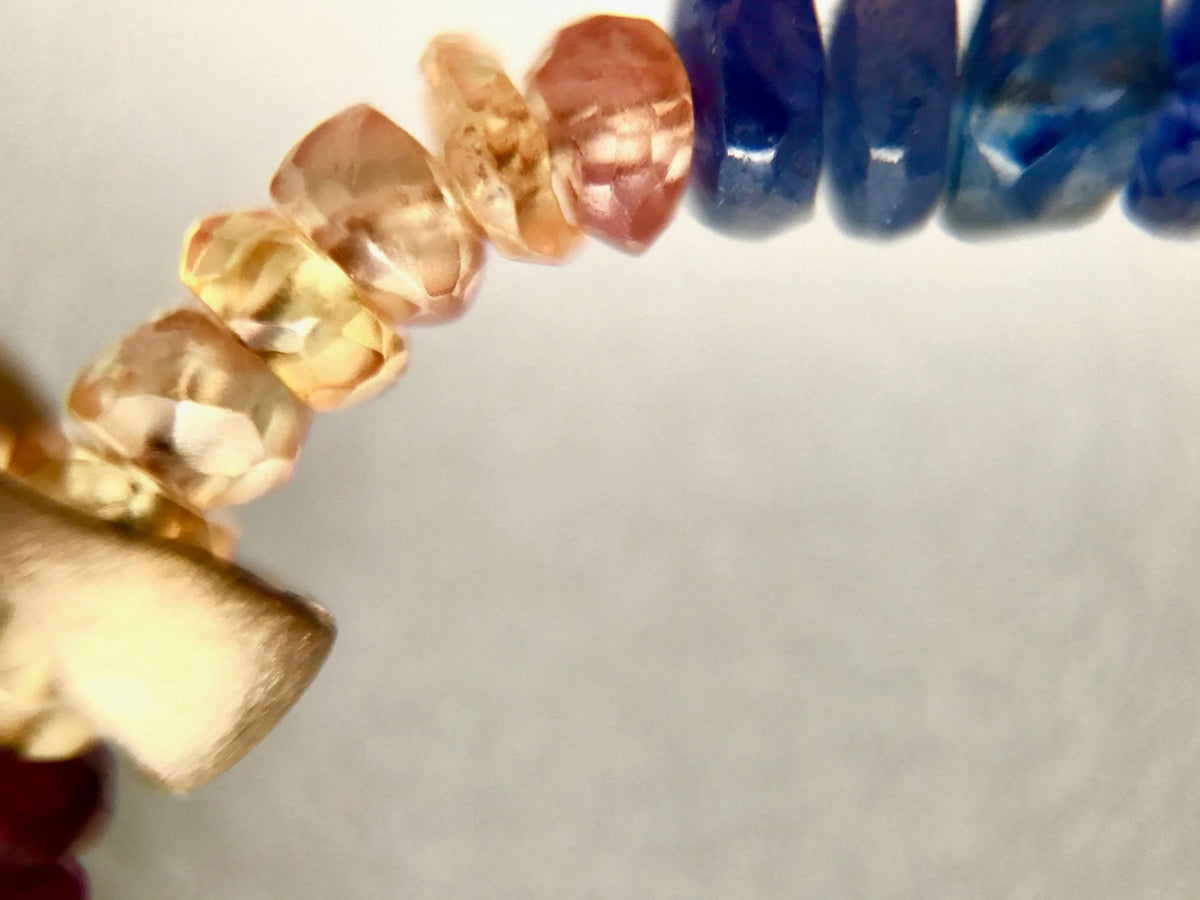 MIA Earring Sapphire Ombre Asymmetrical Nigerian Brass Tribal Charm