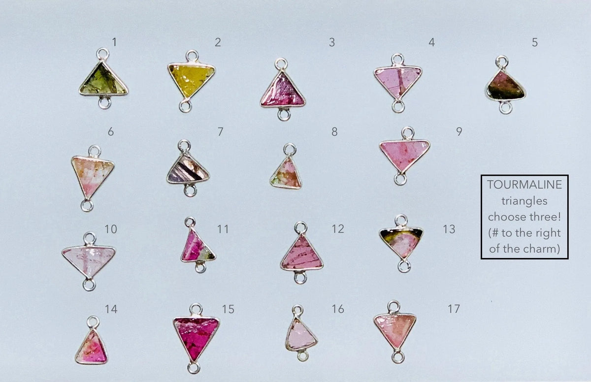 O-REN Charm Necklace Tourmaline Bow Batwings Triangles Spa Gift