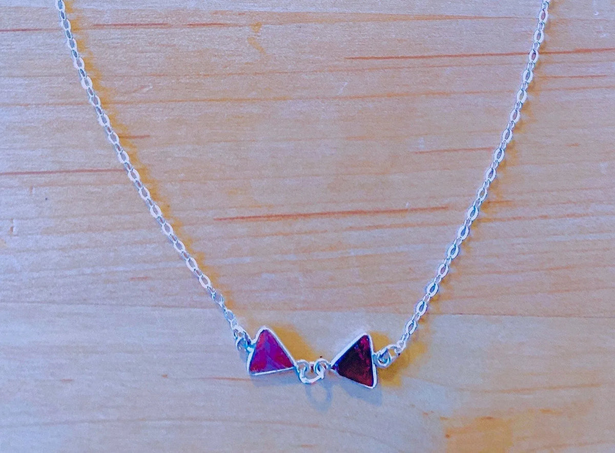 O-REN Charm Necklace Tourmaline Bow Batwings Triangles Spa Gift