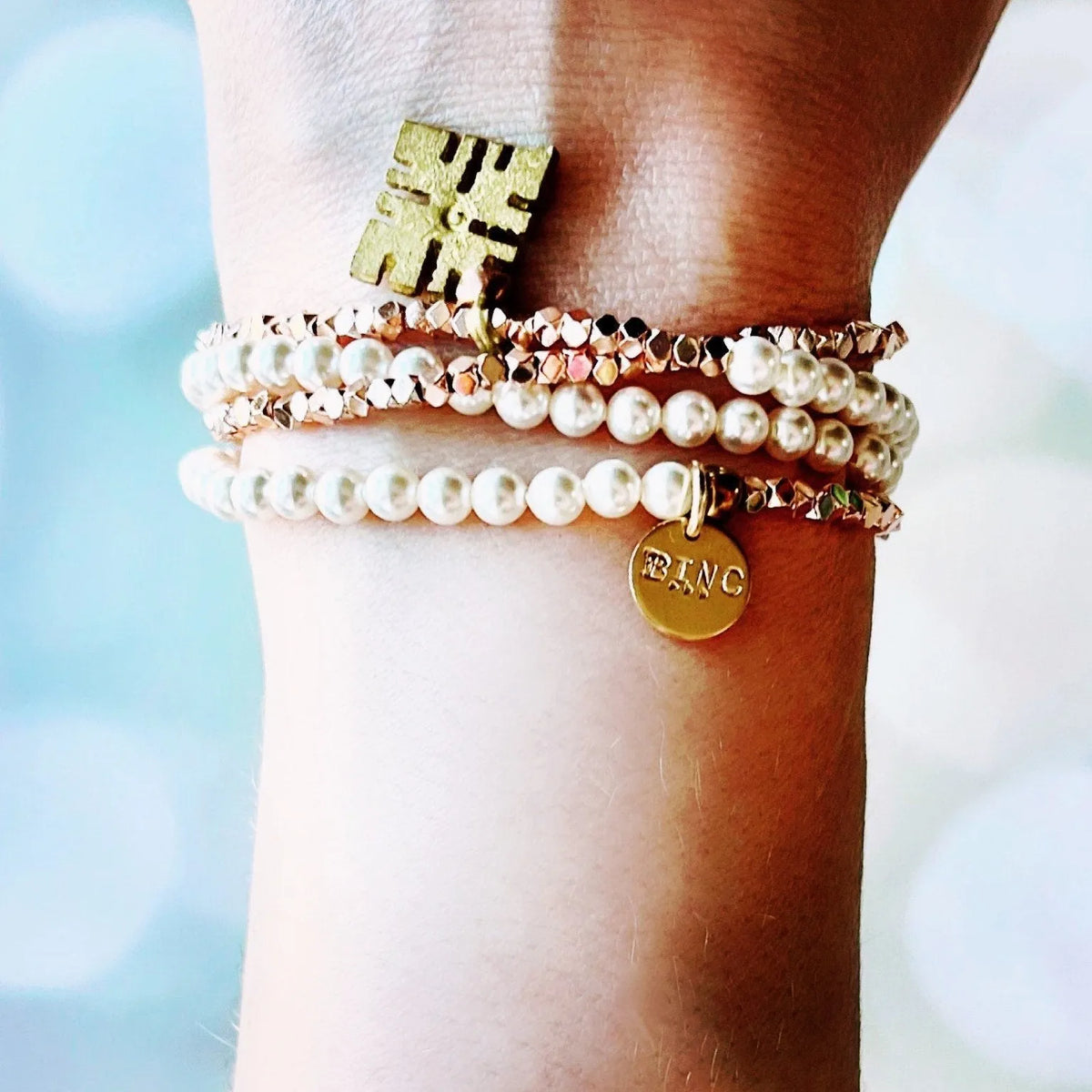 OLIVIA Wrap Necklace Pearl Hematite Tribal Pendant Transforms To Bracelet