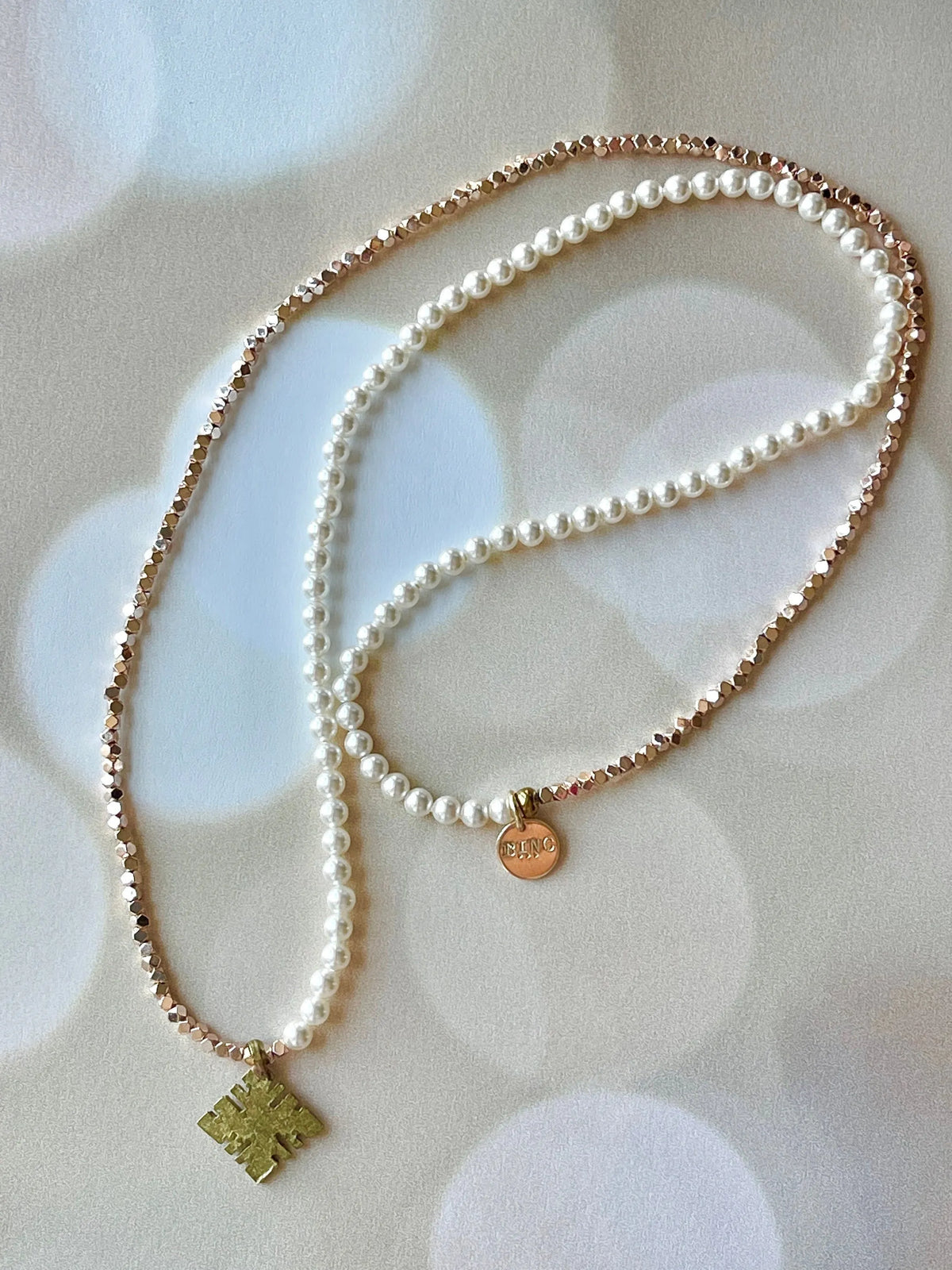 OLIVIA Wrap Necklace Pearl Hematite Tribal Pendant Transforms To Bracelet