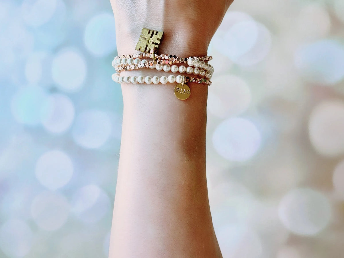 OLIVIA Wrap Necklace Pearl Hematite Tribal Pendant Transforms To Bracelet