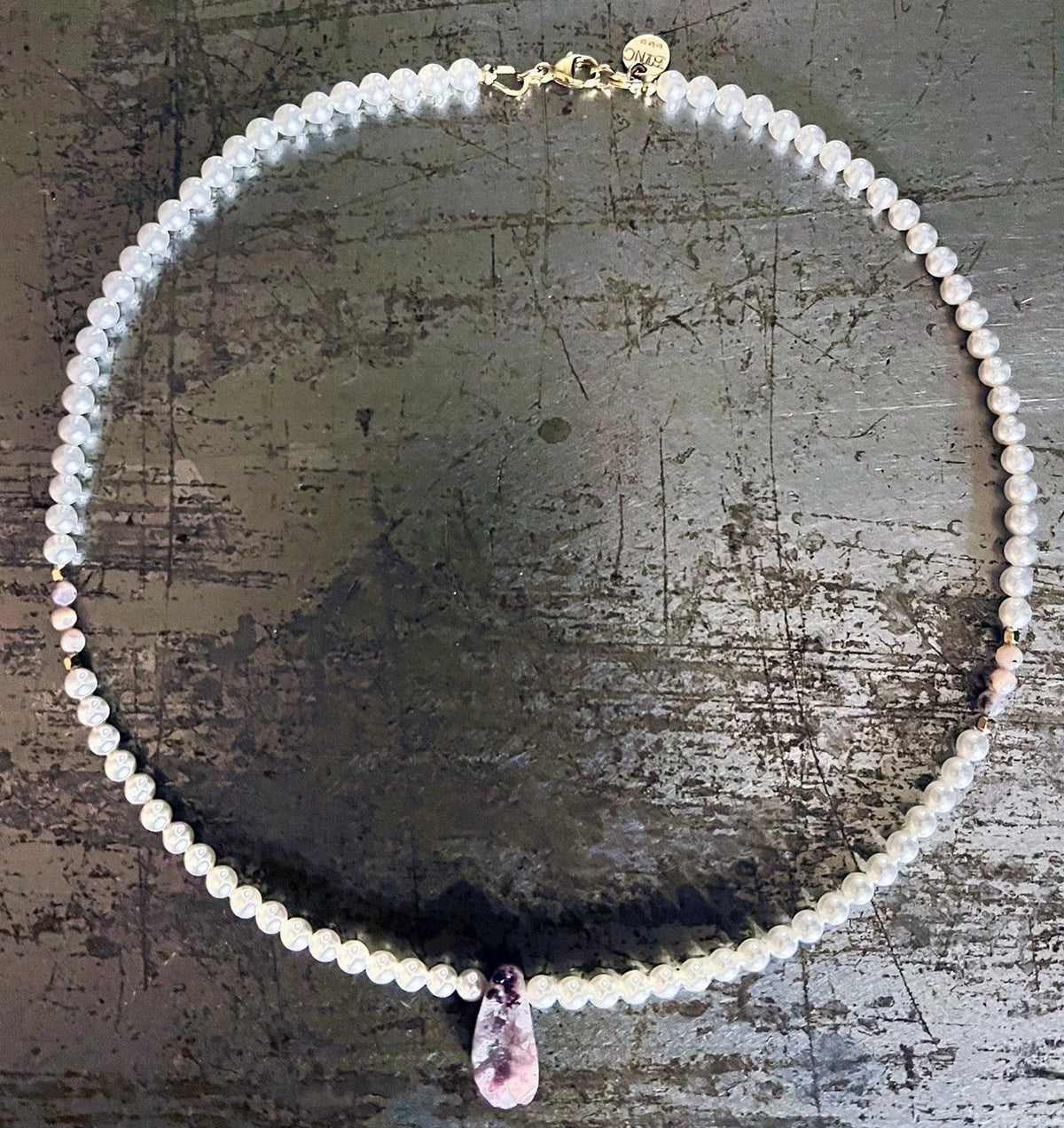 OLLY Choker & Collar Necklace Pearl Rare Cobalto Calcite Druzy