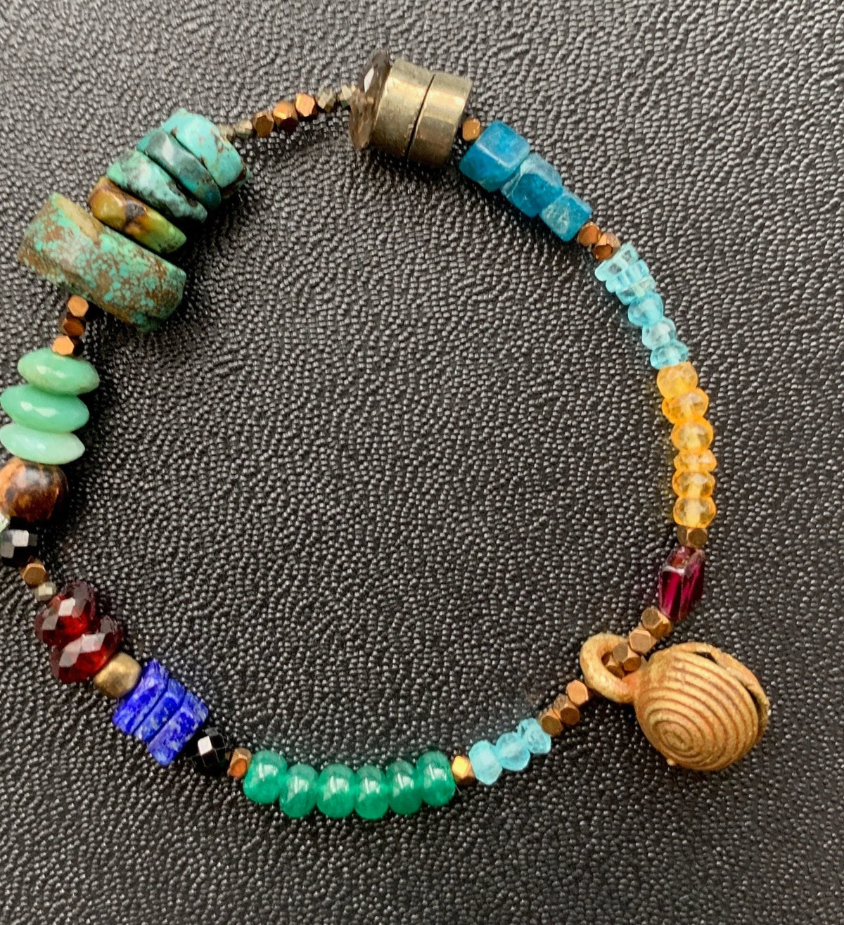 PEACEMAKER Jeweled Bracelet Crystals Gems Tribal Wax-Cast Charms