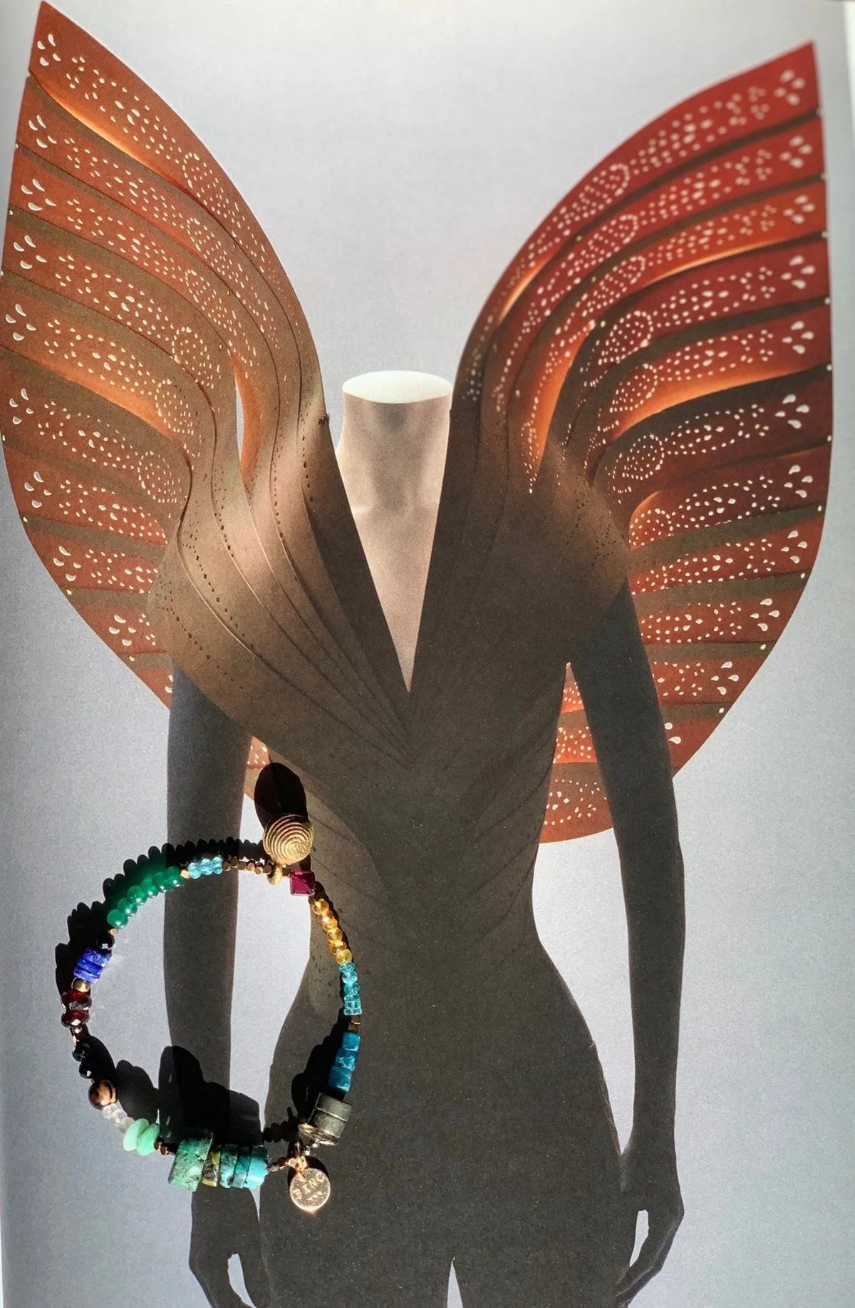 PEACEMAKER Jeweled Bracelet Crystals Gems Tribal Wax-Cast Charms