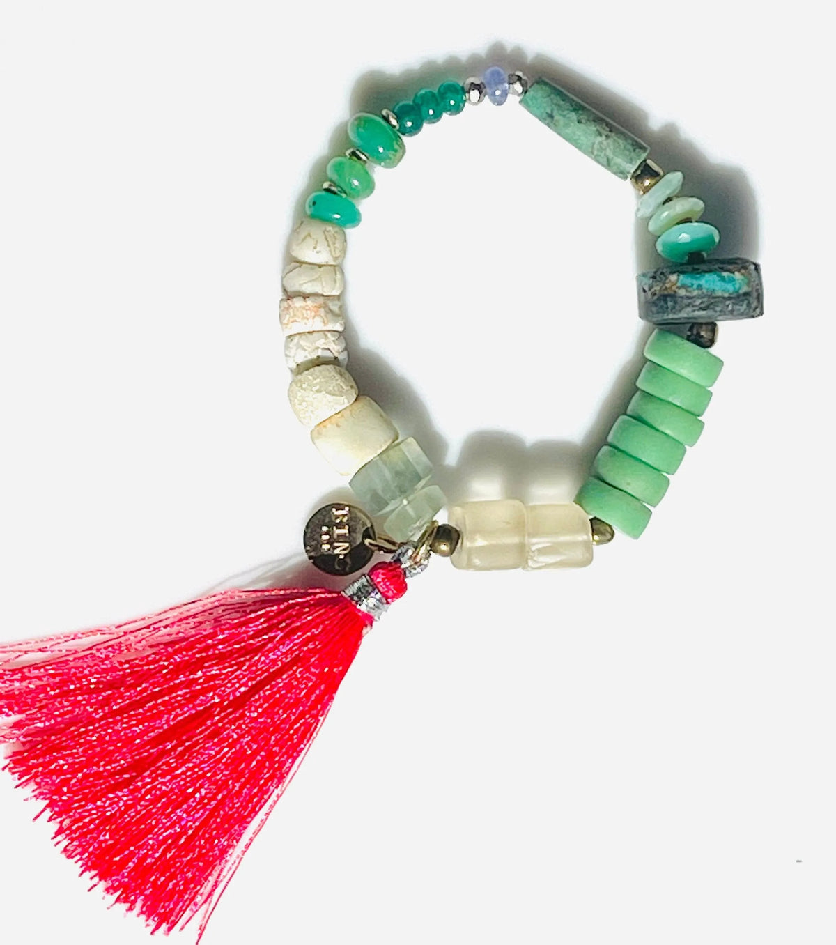 PEITY Bracelet Silk Tassels Fine Gems Crystals Antique Tribe Beads