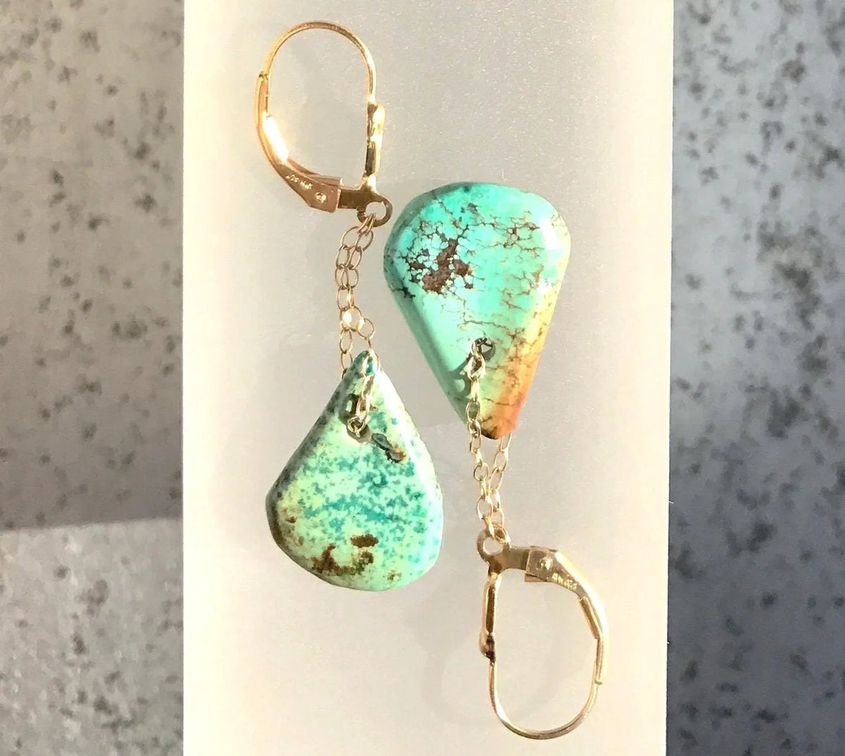 PHOENIX Mini Turquoise Earrings Tribal Bohemian Hand-Carved Natural