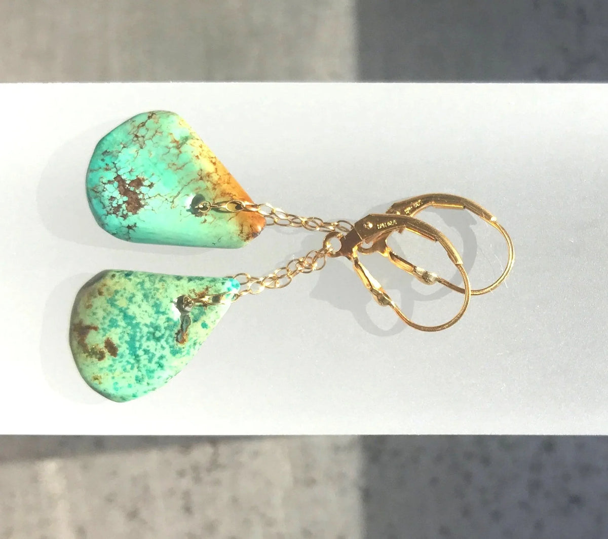 PHOENIX Mini Turquoise Earrings Tribal Bohemian Hand-Carved Natural