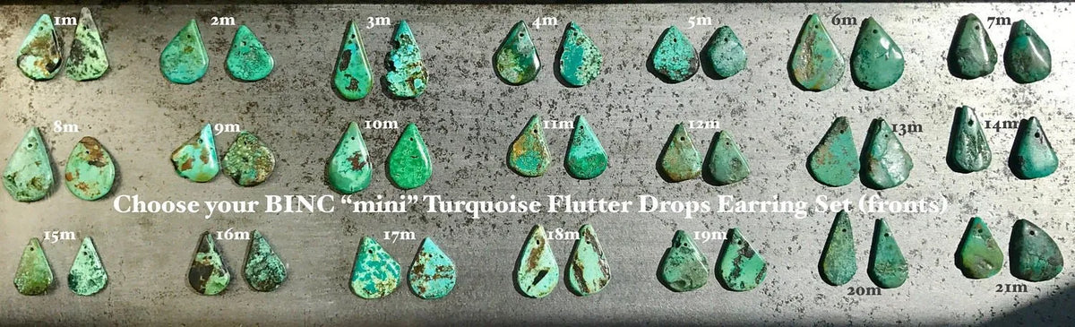 PHOENIX Mini Turquoise Earrings Tribal Bohemian Hand-Carved Natural