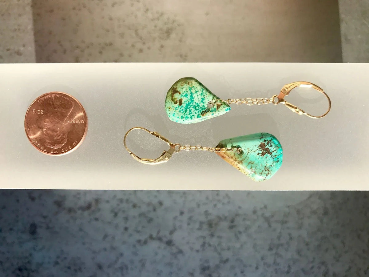 PHOENIX Mini Turquoise Earrings Tribal Bohemian Hand-Carved Natural