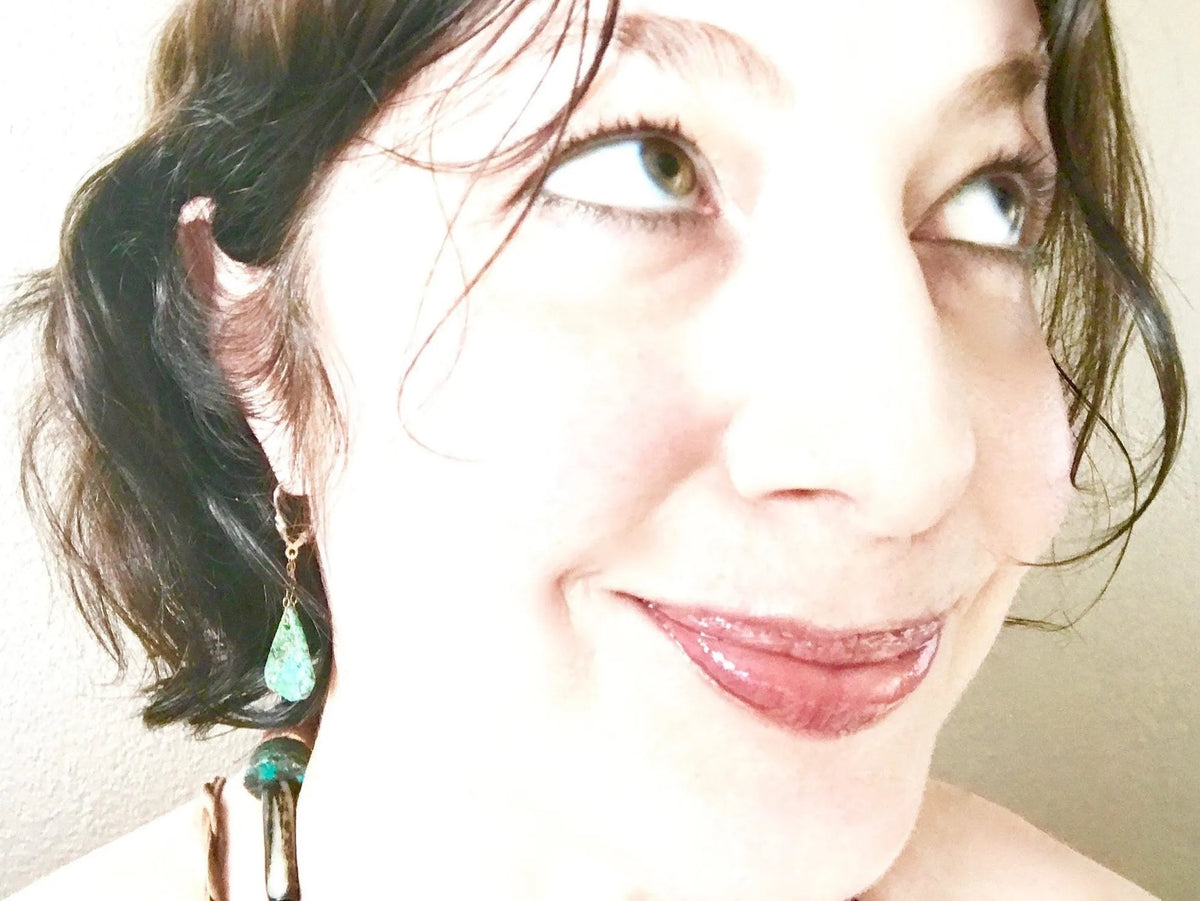 PHOENIX Mini Turquoise Earrings Tribal Bohemian Hand-Carved Natural