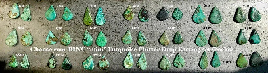 PHOENIX Mini Turquoise Earrings Tribal Bohemian Hand-Carved Natural