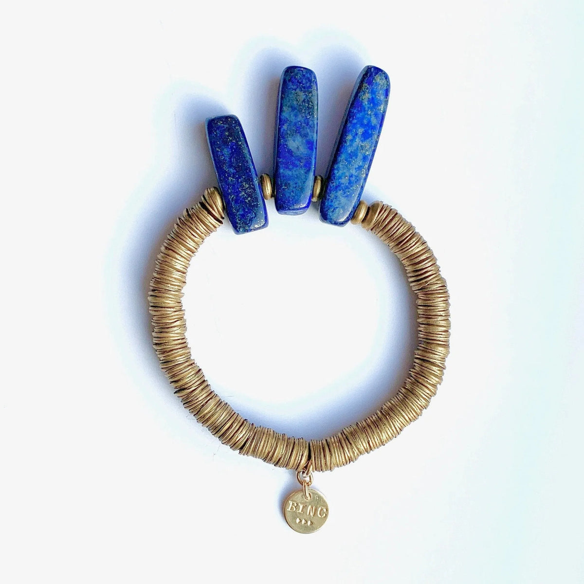 RALEIGH Lapis Lazuli Sunbeams Primitive Industrial Brass Saucer Beads