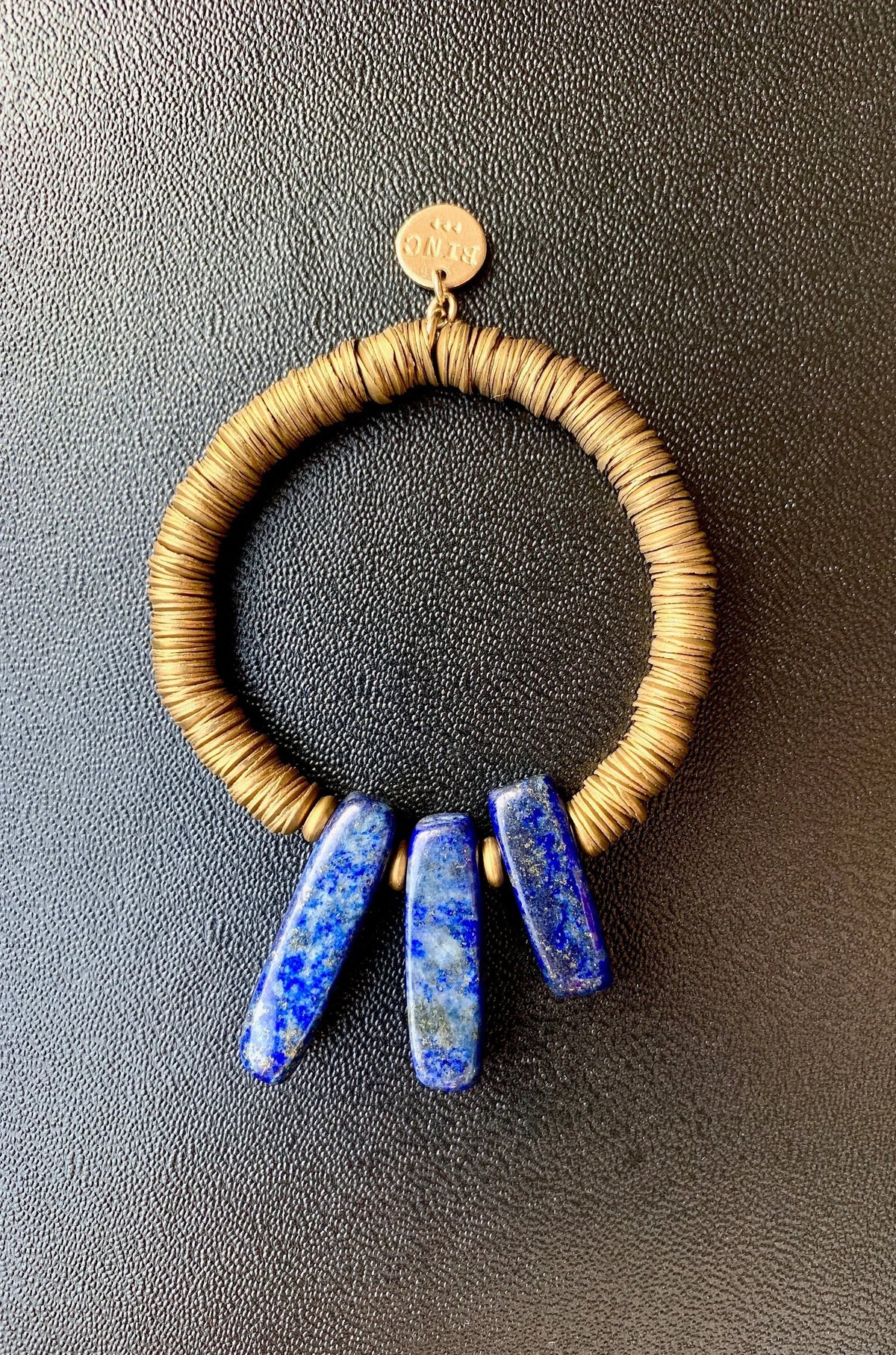 RALEIGH Lapis Lazuli Sunbeams Primitive Industrial Brass Saucer Beads