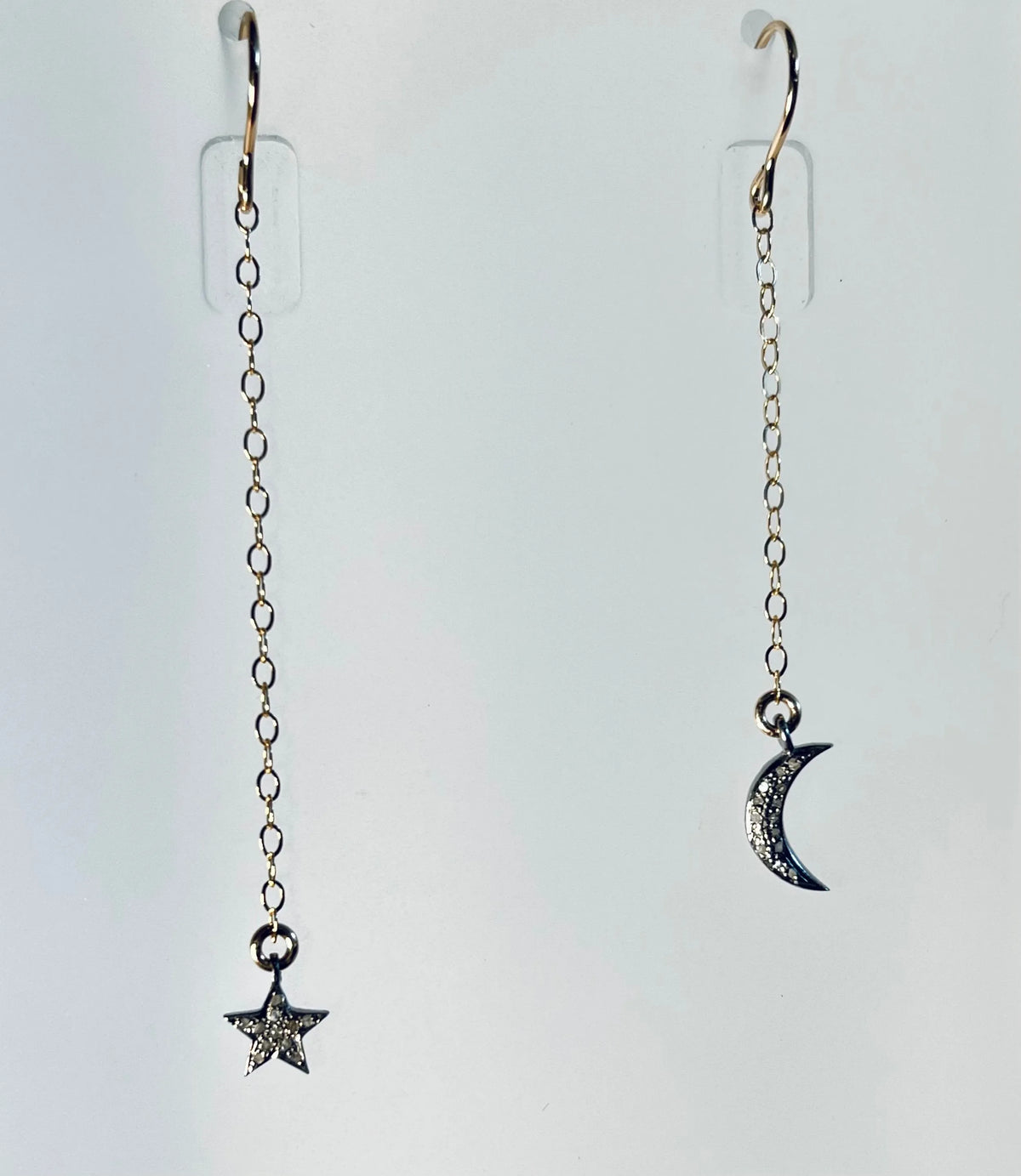 RIGEL Diamond Earrings Encrusted Star Lightning Bolt Charms Bowie