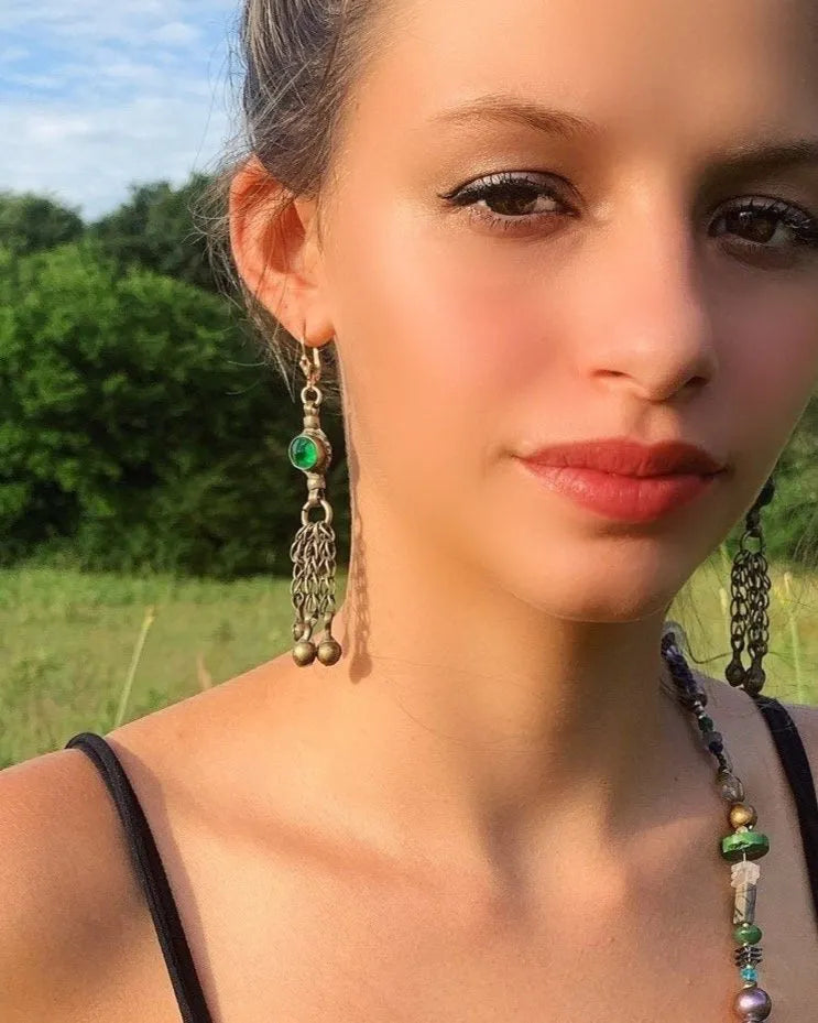 RILEY Flutter Drop Earrings Repurposed Rare Kuchi Tribe Findings