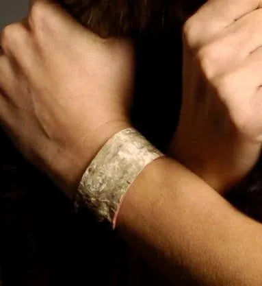 ROWAN Cuff Birch Bark Lambskin Leather Swarovski Crystal Tassel Chain