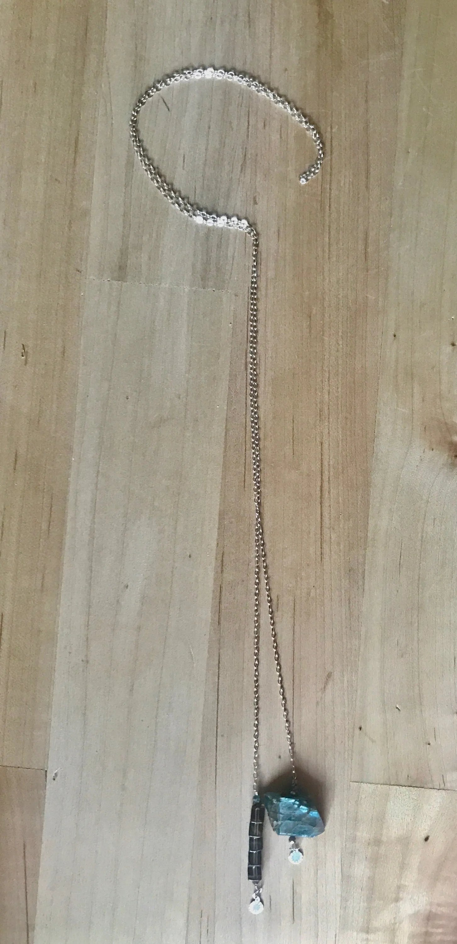 RYAN Lariat Necklace Rare Blue Kyanite Blue Diamonds Slow Fashion