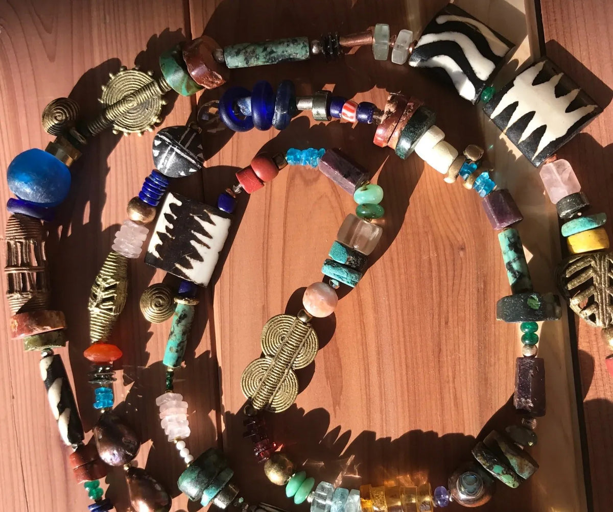 SAGE Wrap Necklace Harness Fine Jewelry Precious Gems Beads Metals