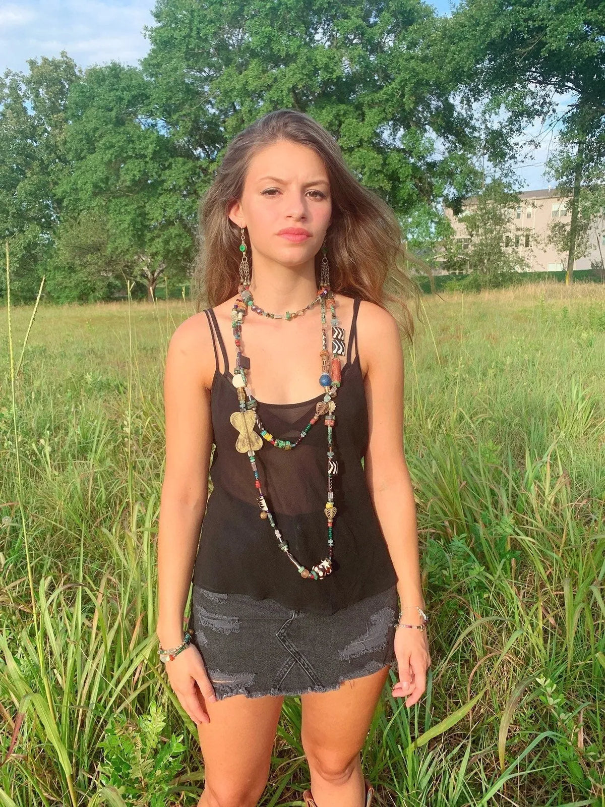 SAGE Wrap Necklace Harness Fine Jewelry Precious Gems Beads Metals