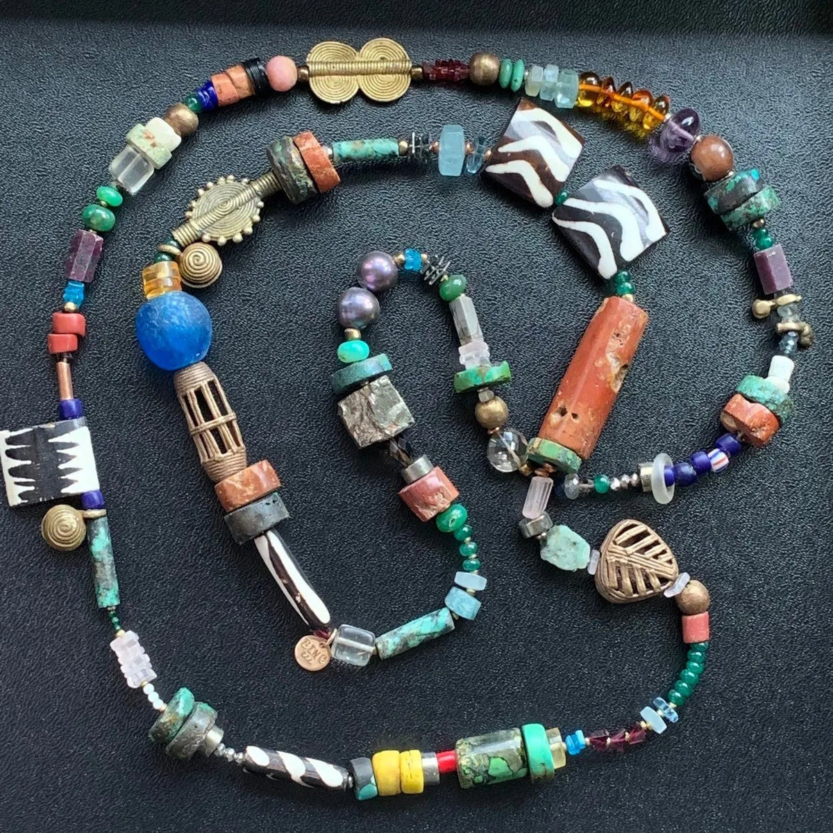 SAGE Wrap Necklace Harness Fine Jewelry Precious Gems Beads Metals