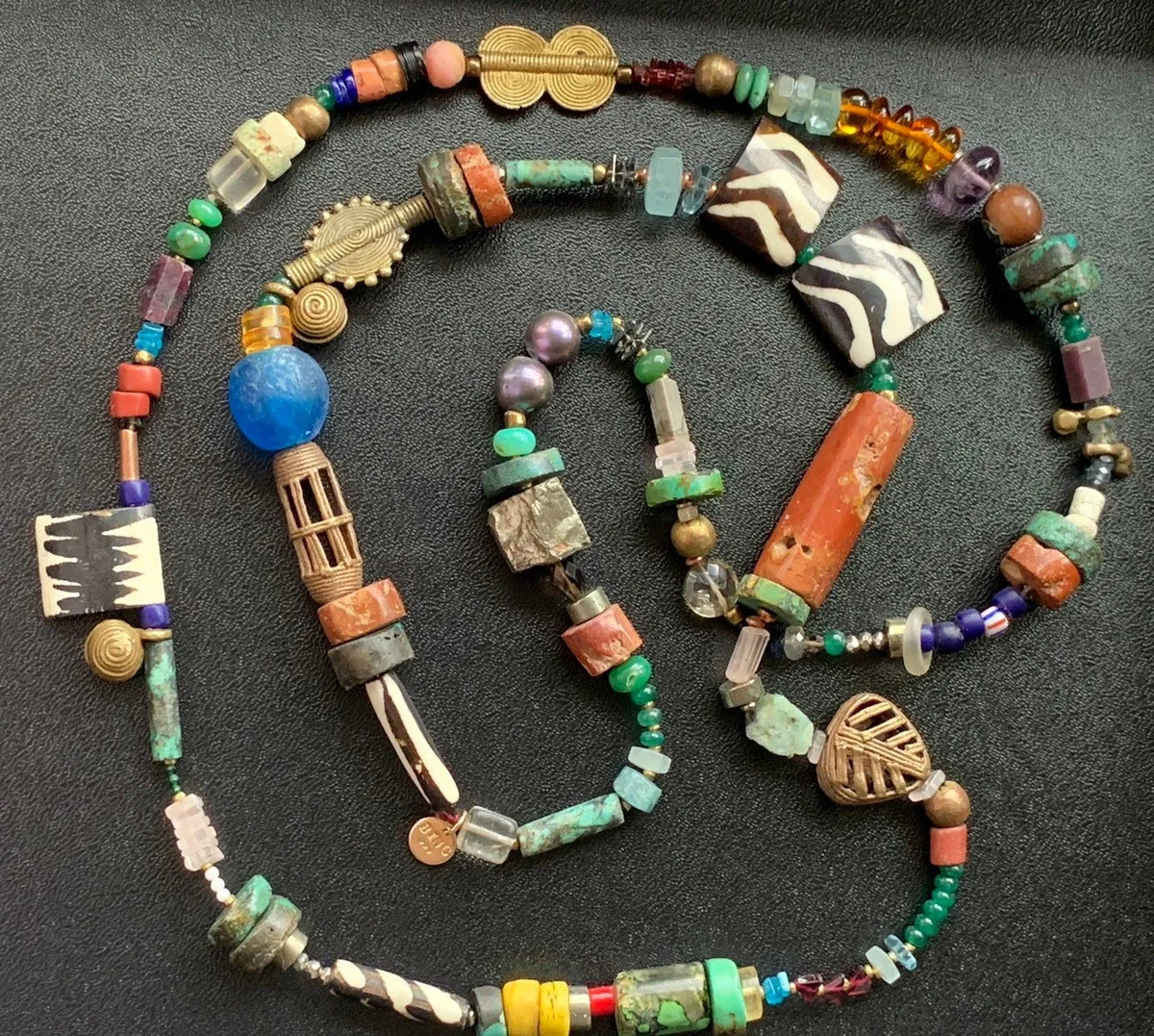 SAGE Wrap Necklace Harness Fine Jewelry Precious Gems Beads Metals