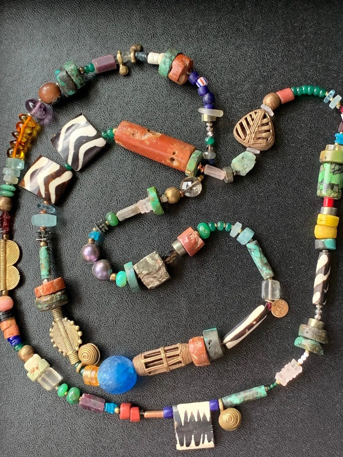 SAGE Wrap Necklace Harness Fine Jewelry Precious Gems Beads Metals