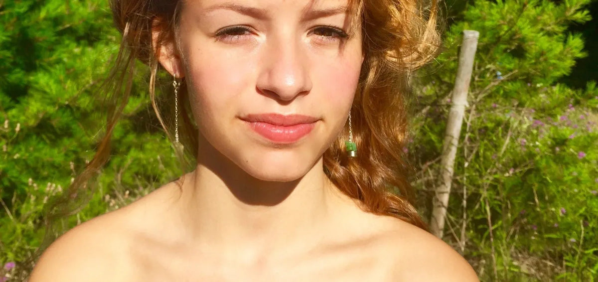 SHELBY Asymmetrical Earrings Emerald Pyrite Rose Quartz Tribal Boho