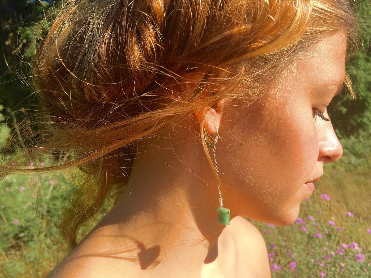 SHELBY Asymmetrical Earrings Emerald Pyrite Rose Quartz Tribal Boho