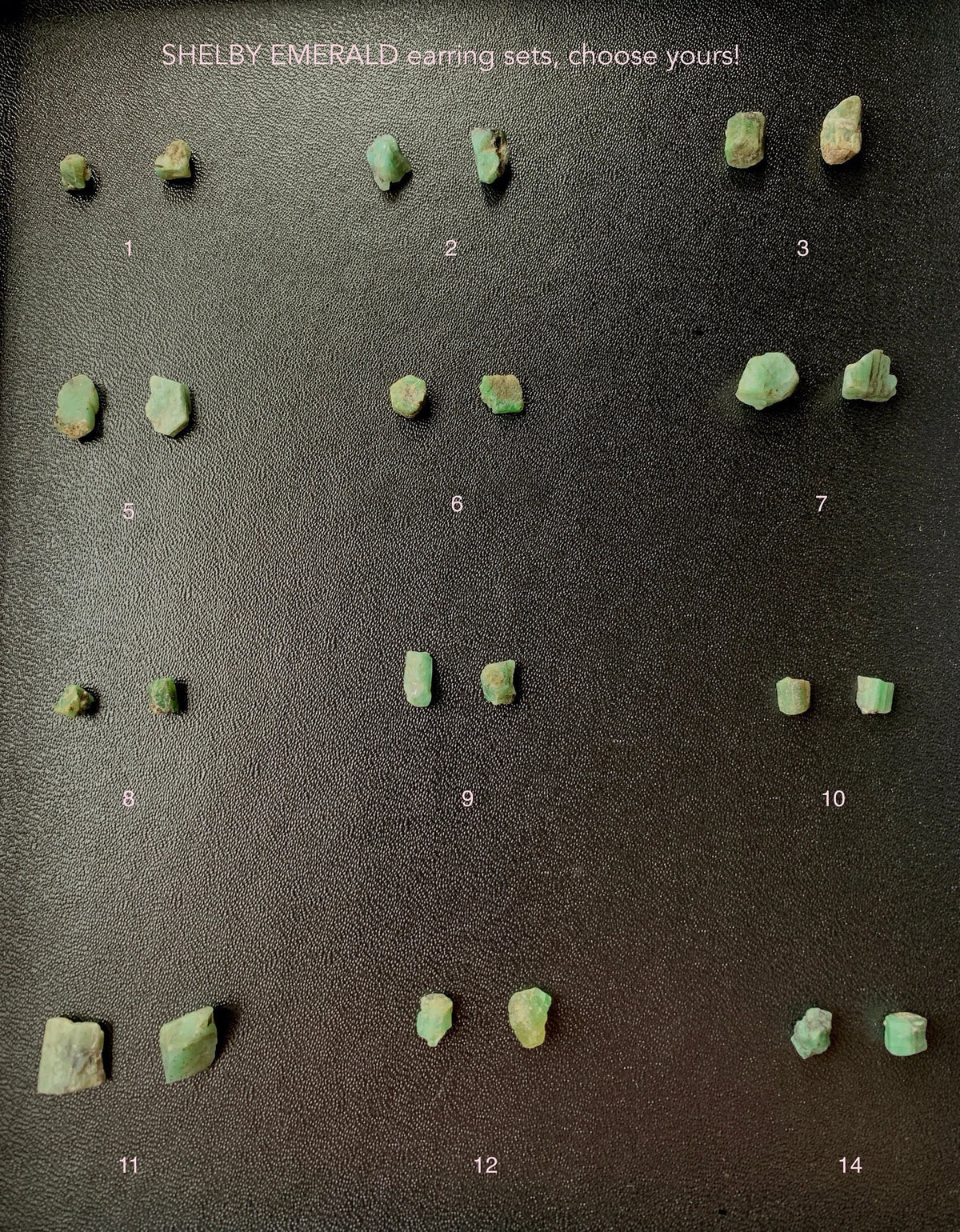 SHELBY Asymmetrical Earrings Emerald Pyrite Rose Quartz Tribal Boho