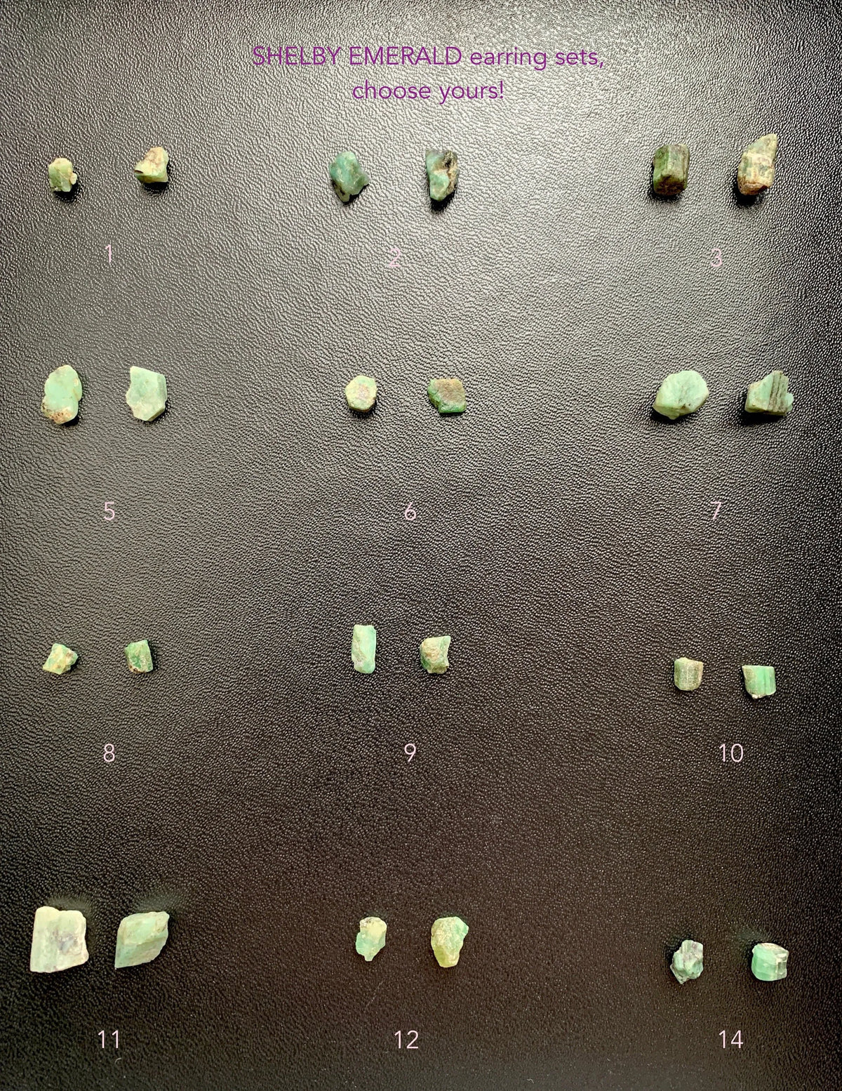 SHELBY Asymmetrical Earrings Emerald Pyrite Rose Quartz Tribal Boho