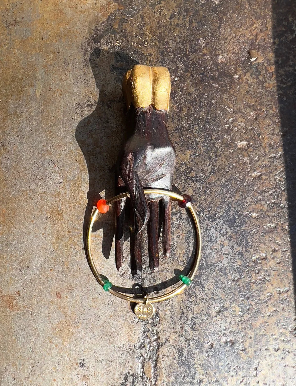 SILAS Golden Bracelet Emeralds Garnet Carnelian 14K Gold