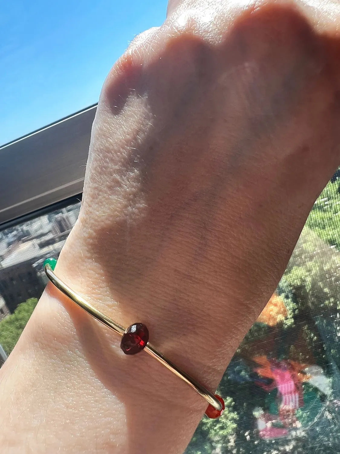 SILAS Golden Bracelet Emeralds Garnet Carnelian 14K Gold