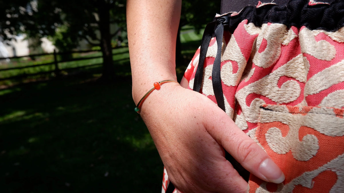 SILAS Golden Bracelet Emeralds Garnet Carnelian 14K Gold