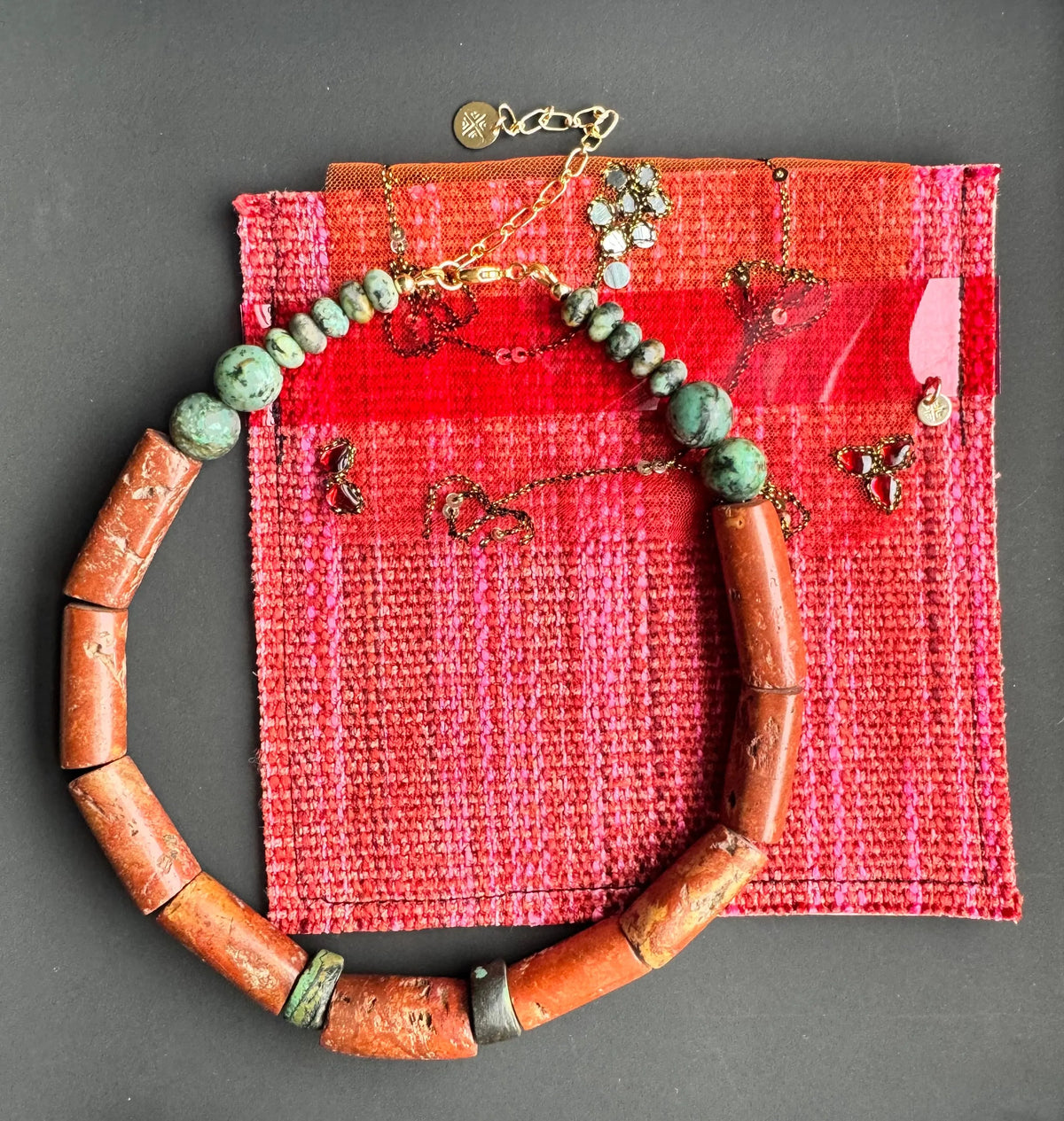 SIMONE Collar Necklace Bauxite Antique & Contemporary Turquoise