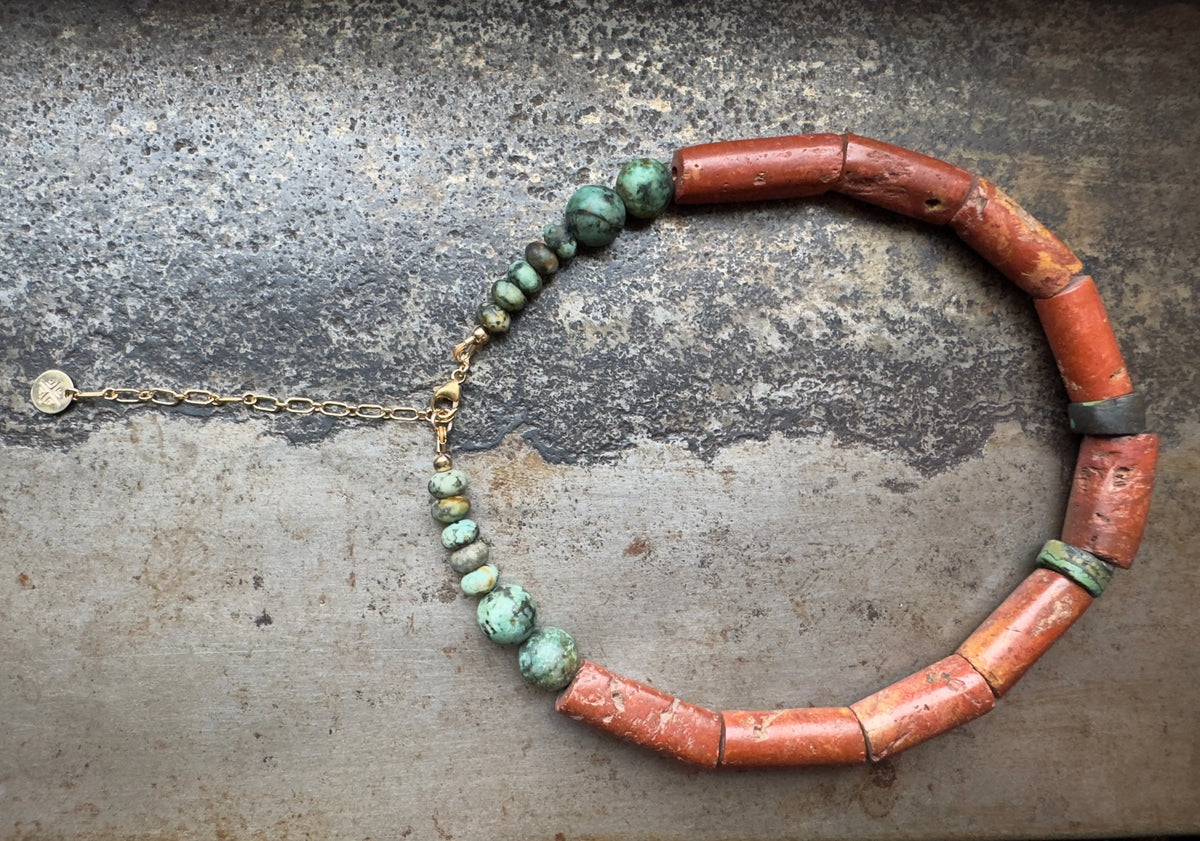 SIMONE Collar Necklace Bauxite Antique & Contemporary Turquoise