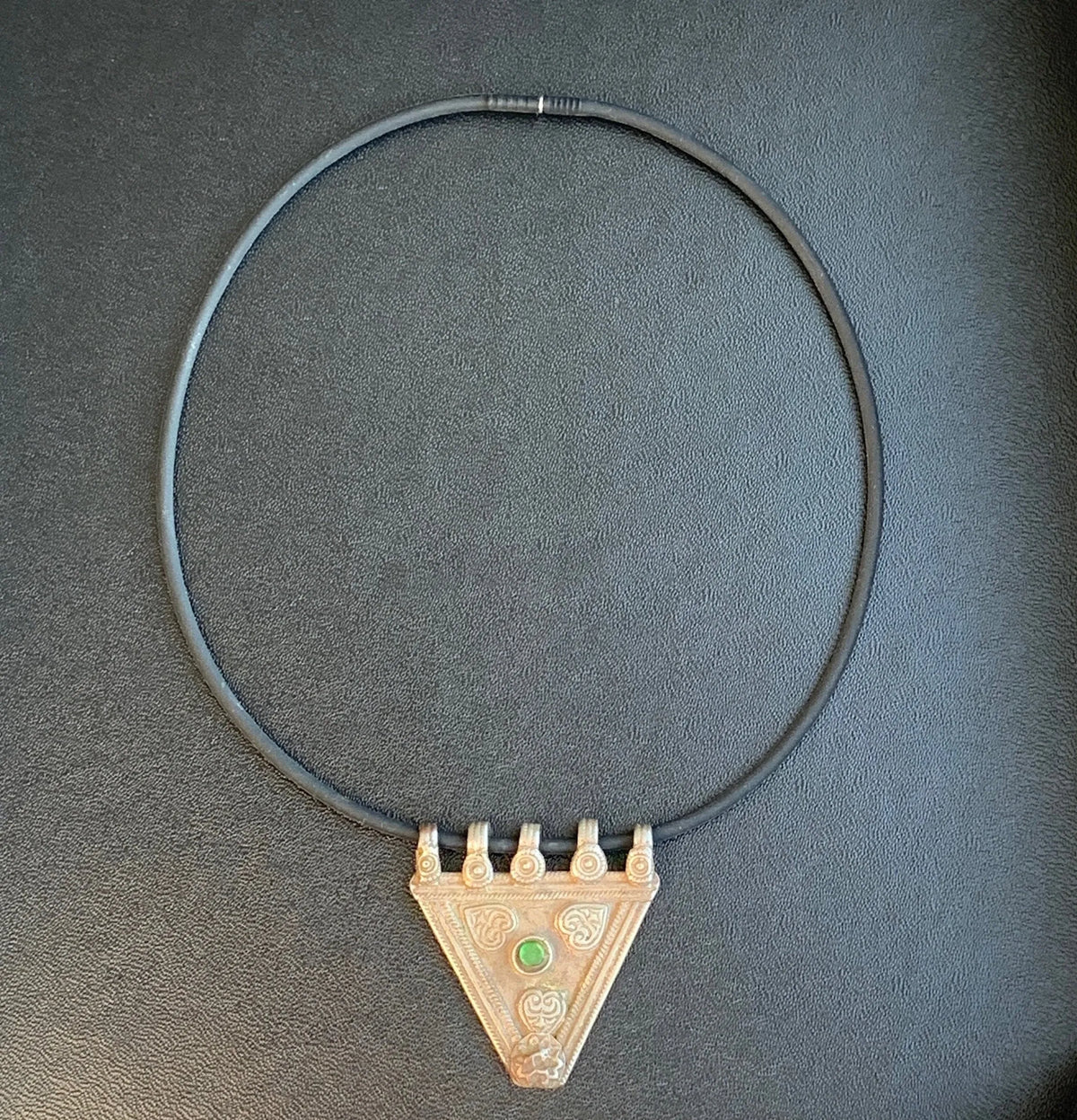 SMITH Tribal Necklace Antique Pendant Pink or Green Cabochon Boho