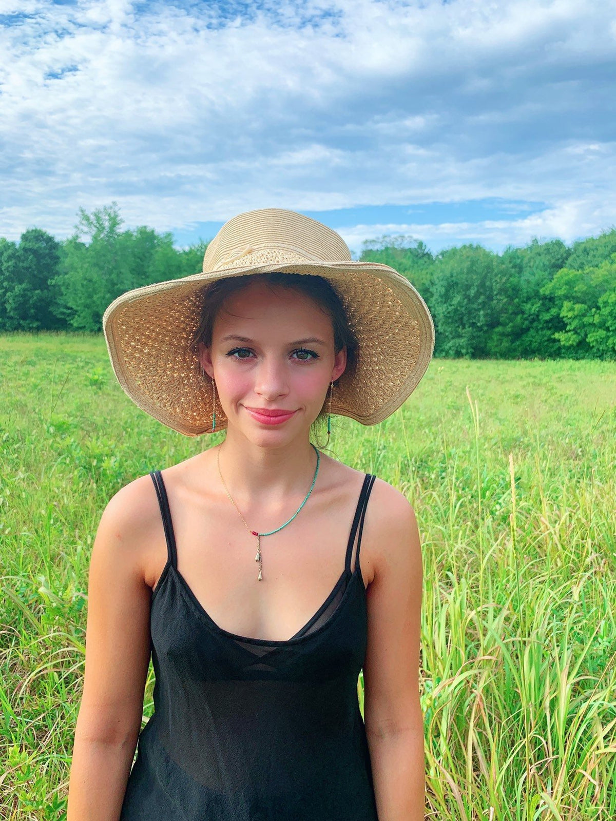 SOPHIE Earrings Turquoise Ruby Faceted Gemstones 14K Gold 14/20