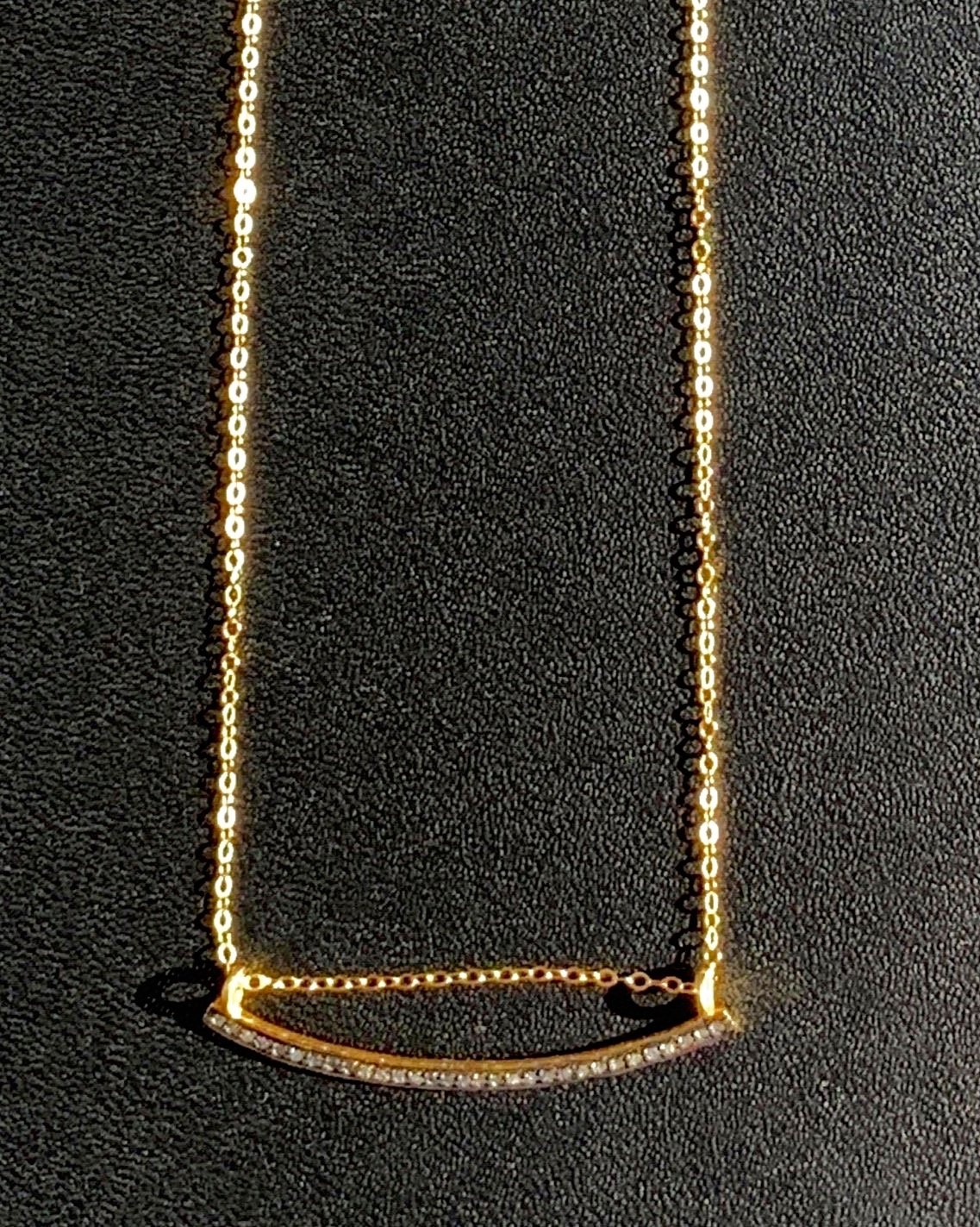 SUNBURST ARC Diamond Necklace Arch Pendant Gold 14/20 Cable Chain