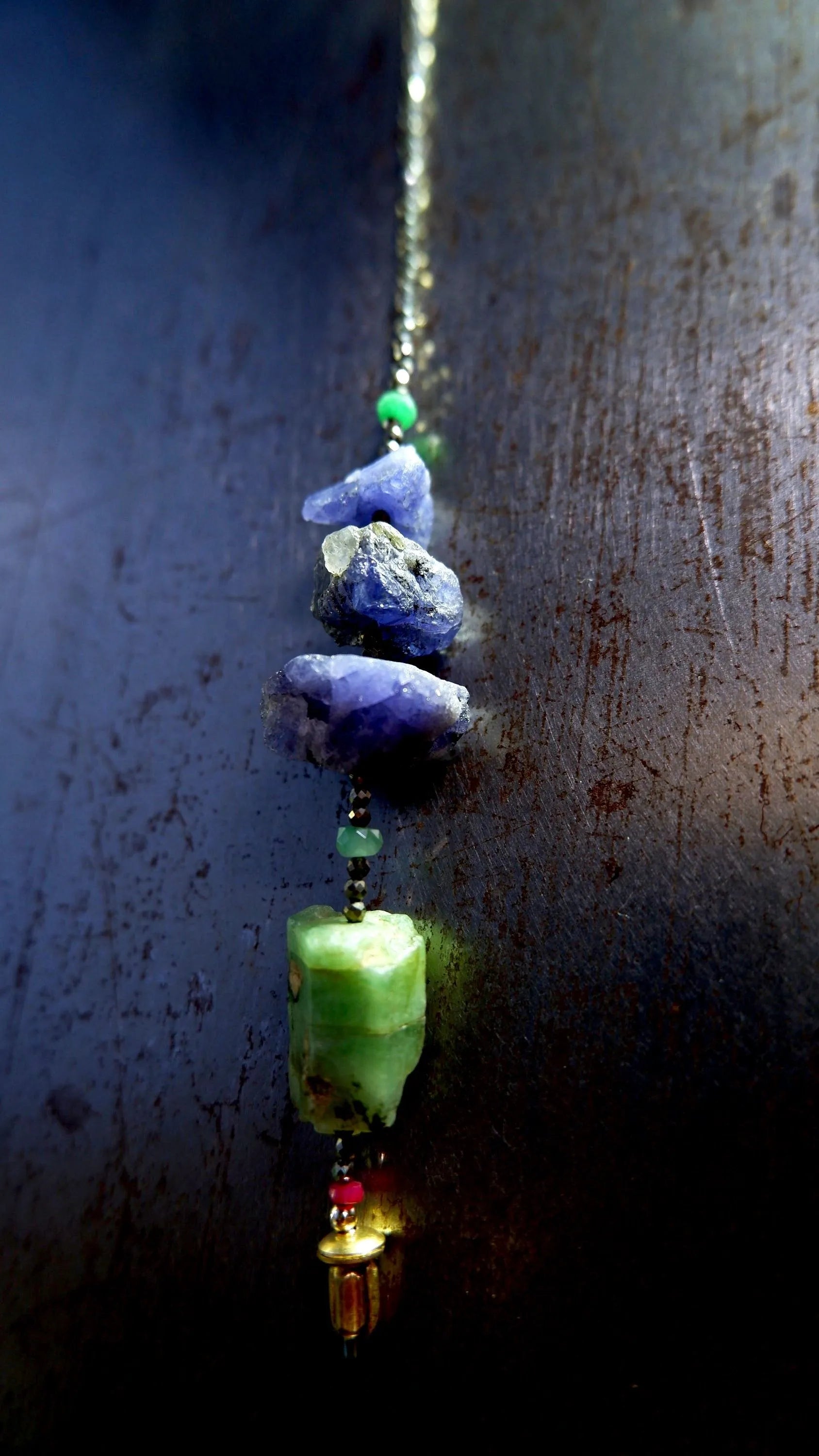 SUNDIAL Necklace Tanzanite Emerald Pyrite Pink Sapphires Heirloom