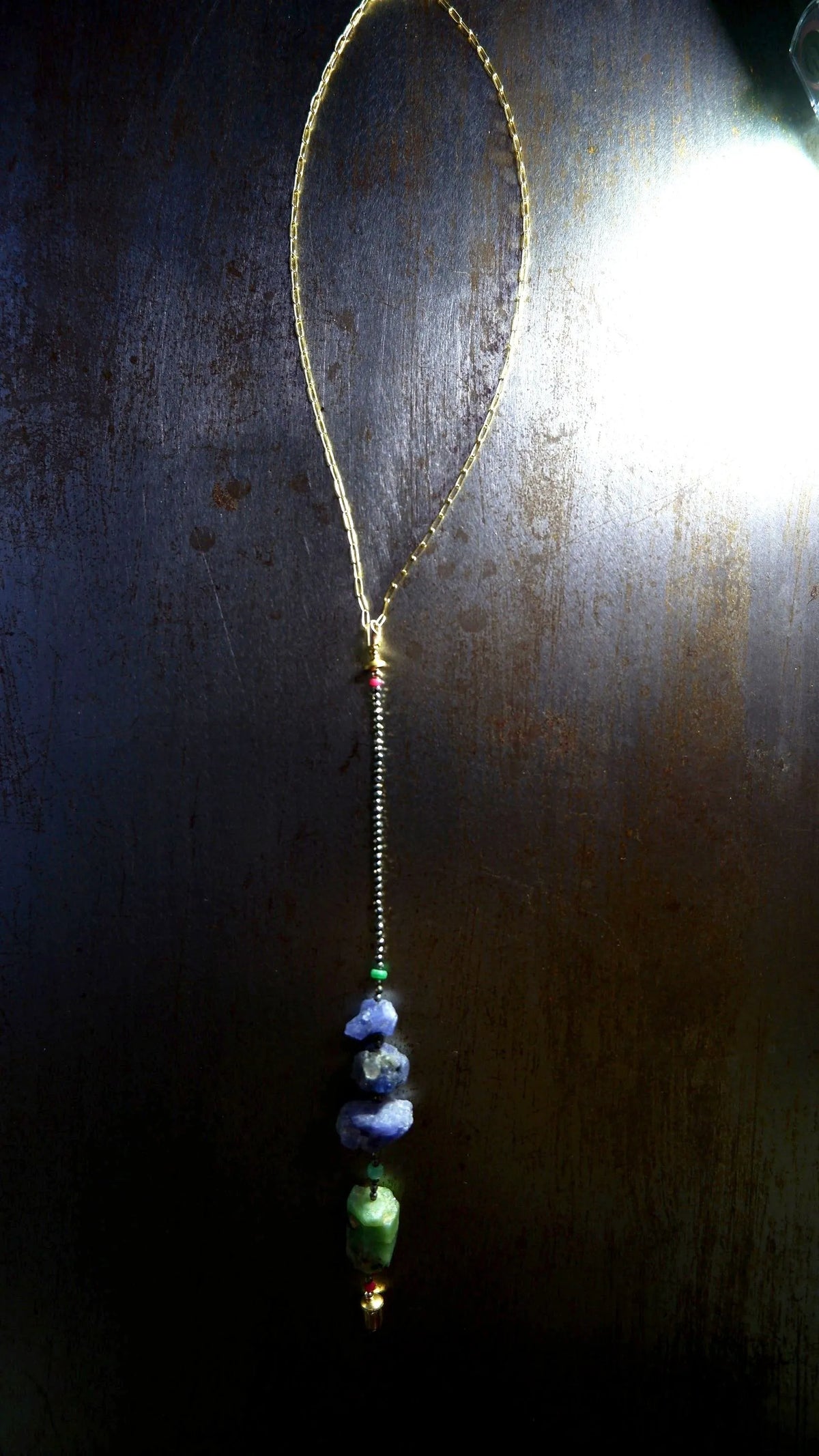 SUNDIAL Necklace Tanzanite Emerald Pyrite Pink Sapphires Heirloom