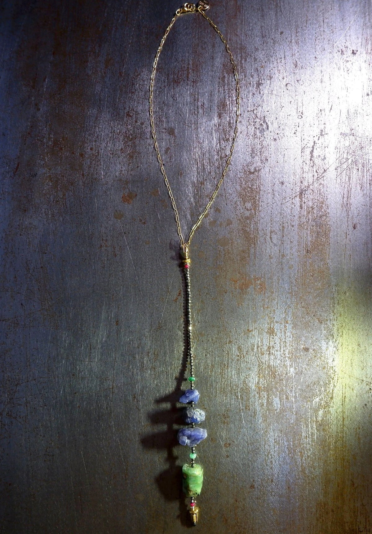 SUNDIAL Necklace Tanzanite Emerald Pyrite Pink Sapphires Heirloom
