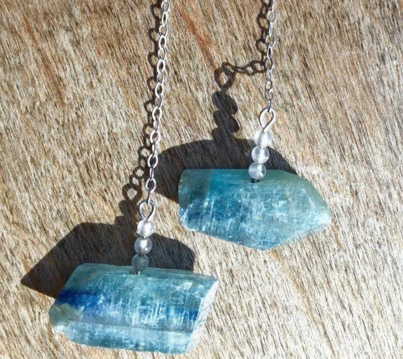 SYDNEY Earrings Dreamy Blue Kyanite Rose Quartz Modern Cottage