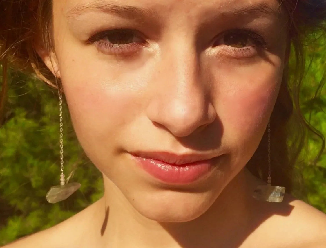 SYDNEY Earrings Dreamy Blue Kyanite Rose Quartz Modern Cottage