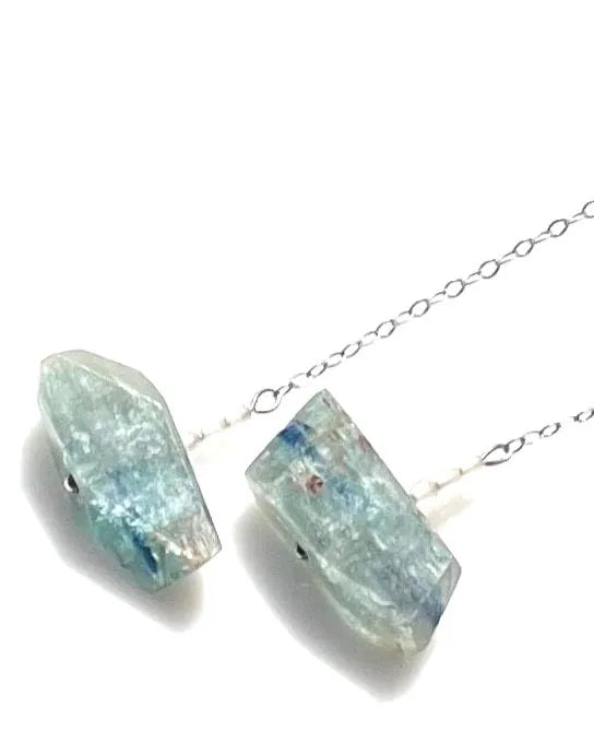 SYDNEY Earrings Dreamy Blue Kyanite Rose Quartz Modern Cottage